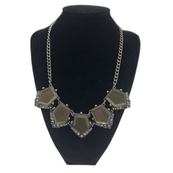 Vintage Loft by Ann Taylor Women's Statement Necklace Geometric Shape Rhinestone - Picture 1 of 10